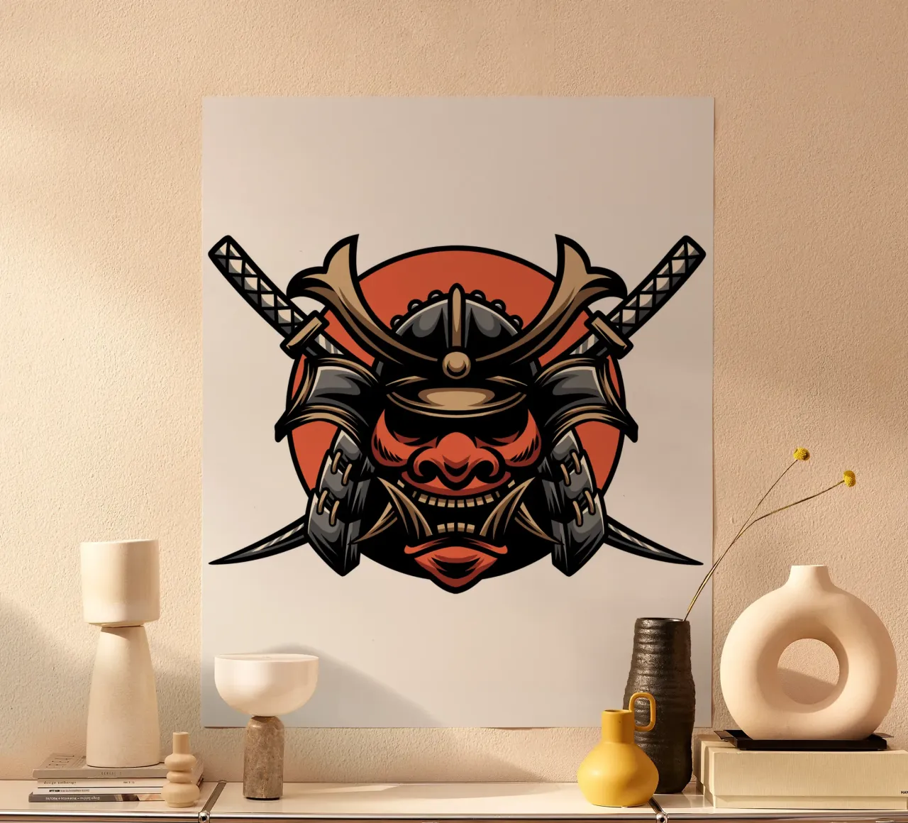 Arte giapponese dei samurai poster con telaio in alluminio da nirwanaart