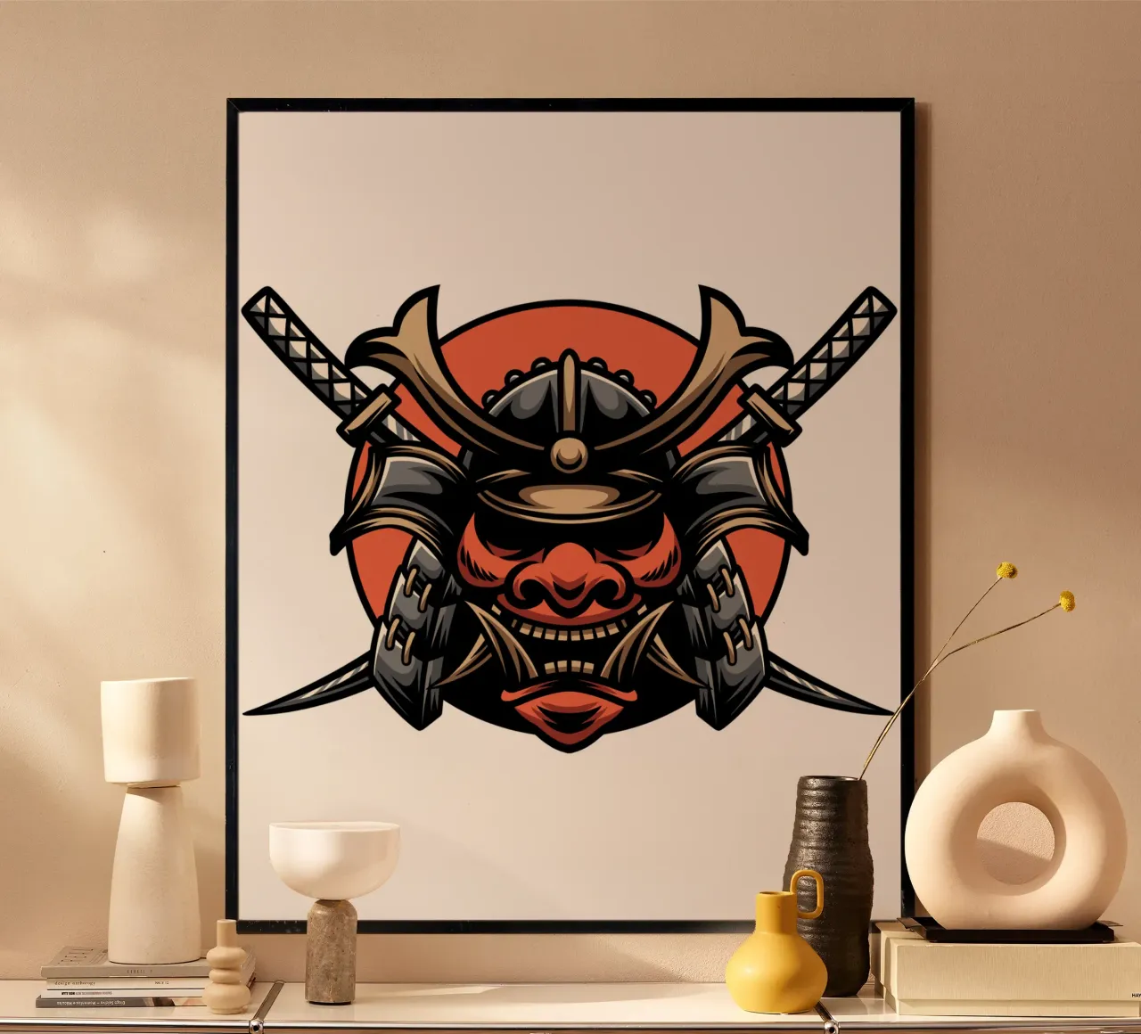 Arte giapponese dei samurai poster con telaio in alluminio da nirwanaart