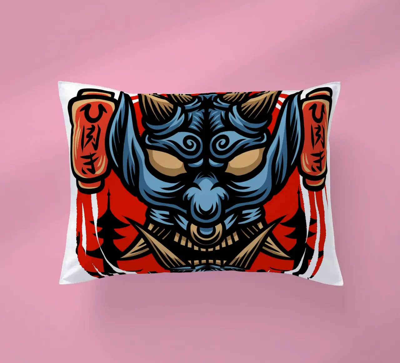 Maschere giapponesi di design cuscino da nirwanaart