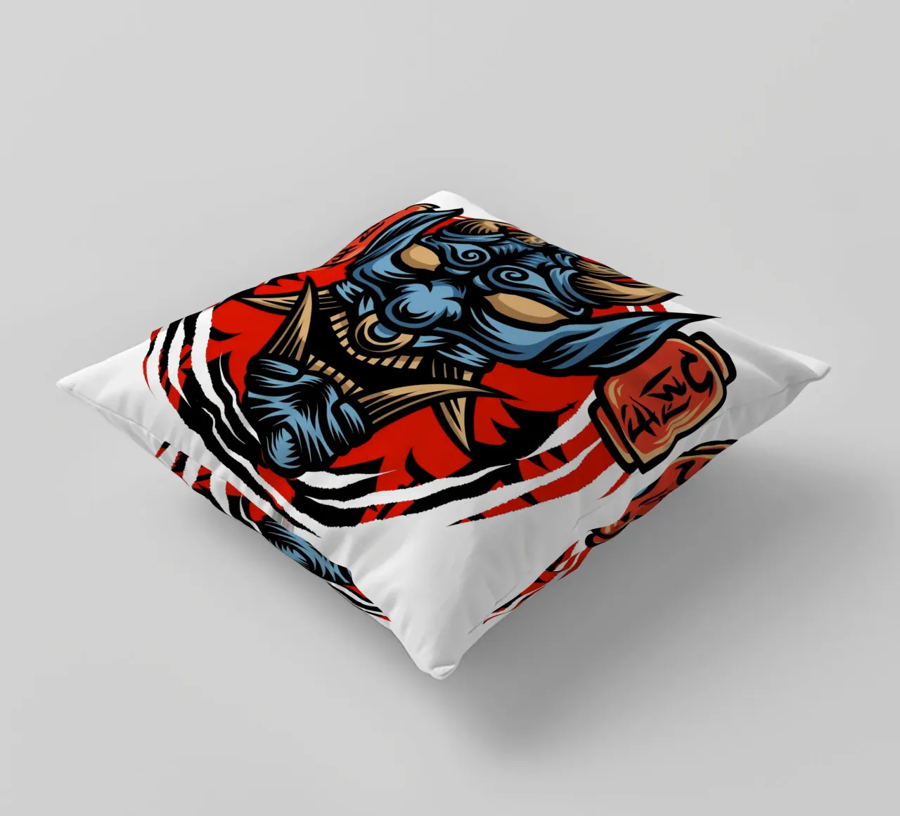 Maschere giapponesi di design cuscino da nirwanaart