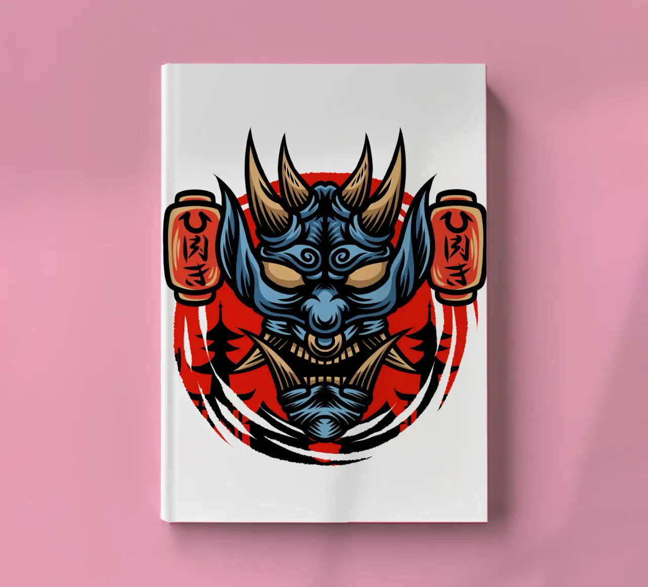 Japanese Mask Art Design notebook by nirwanaart