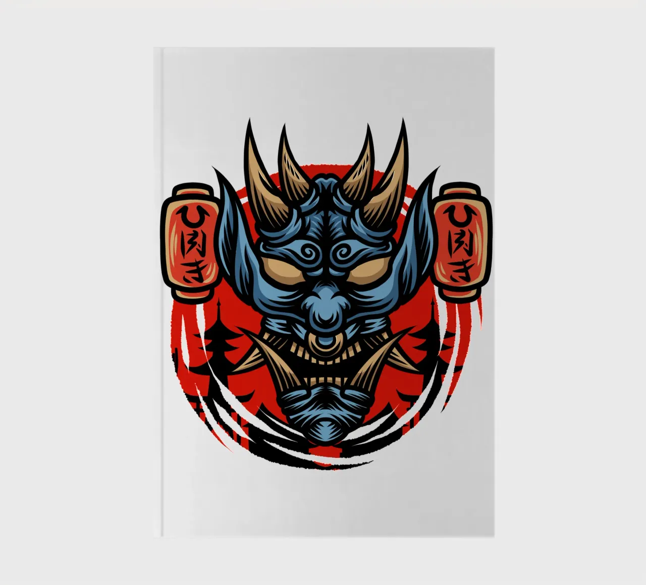 Japanese Mask Art Design notebook by nirwanaart
