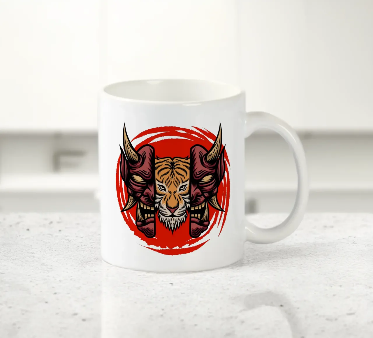 Maschera giapponese Tiger Art Design tazza in ceramica da nirwanaart
