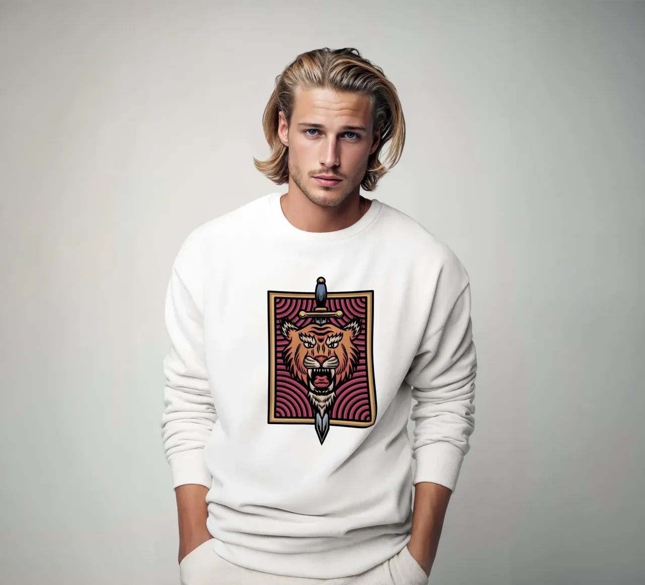 Design artistico della tigre e della katana felpa da nirwanaart