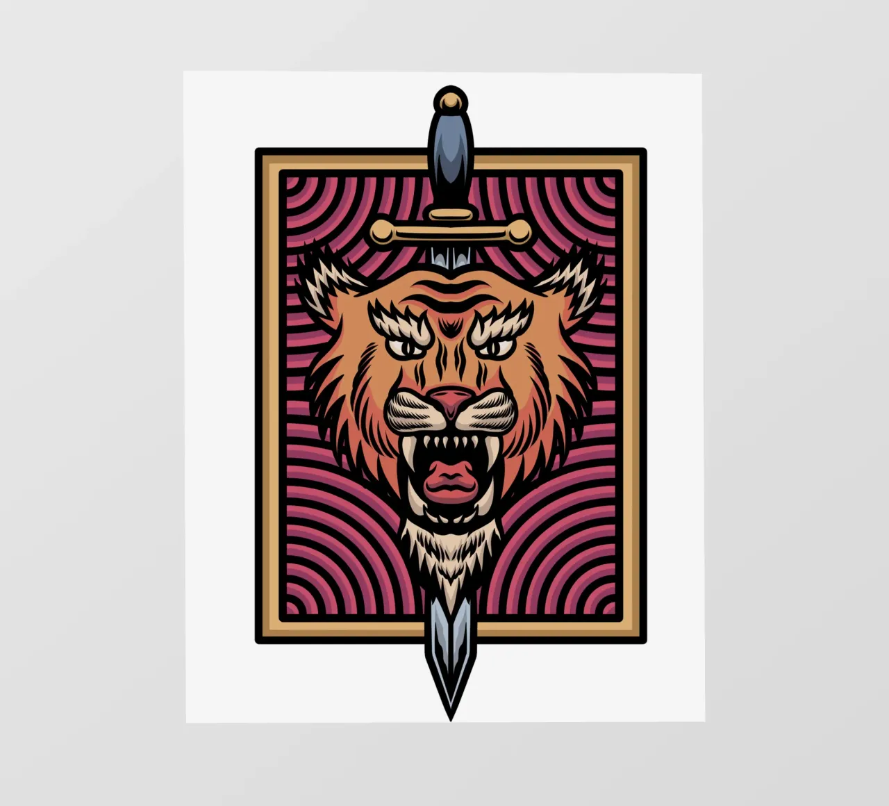 Design artistico della tigre e della katana pellicola backlit da nirwanaart