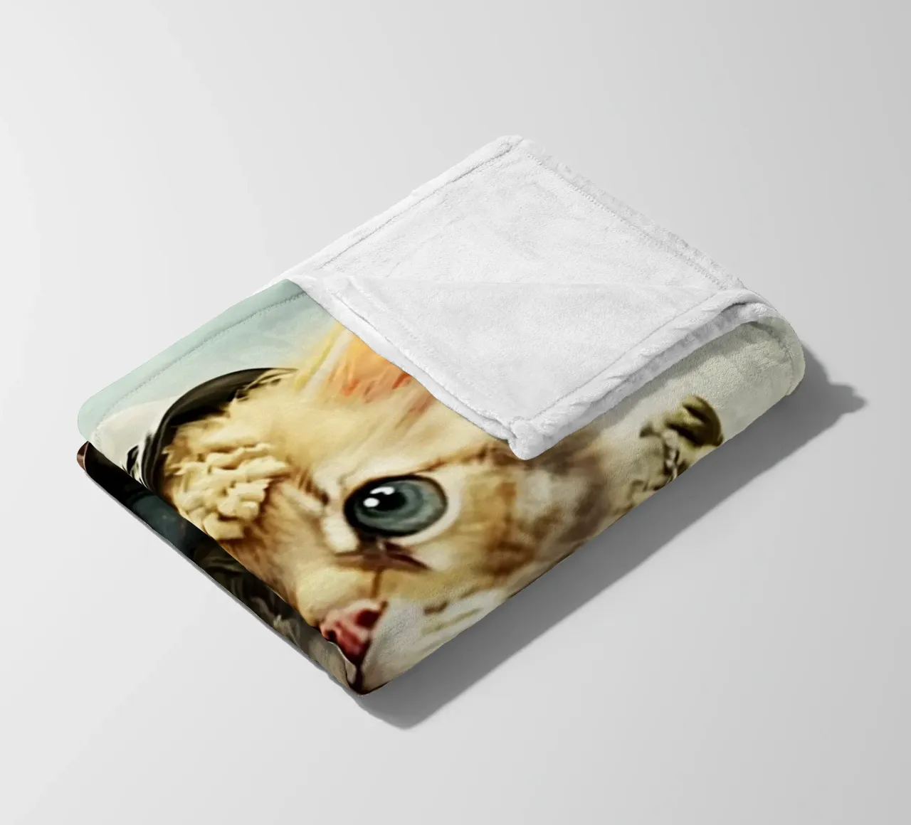 Gatto da mille metri con sguardo fisso Meme Art Design coperta in pile da nirwanaart