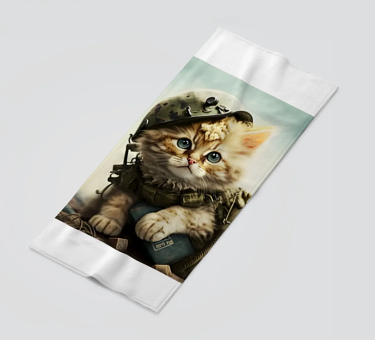Gatto da mille metri con sguardo fisso Meme Art Design telo mare da nirwanaart