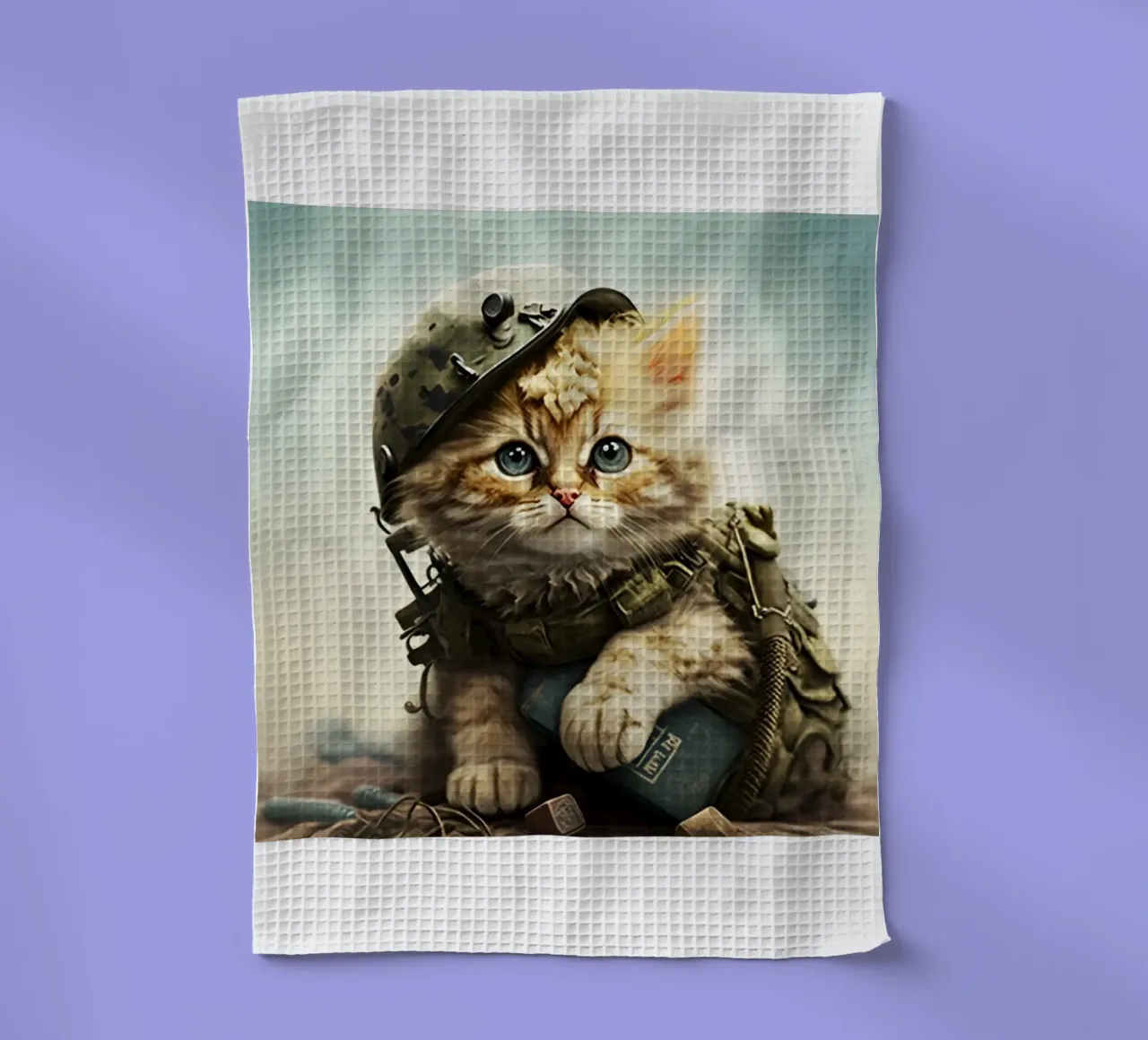 Gatto da mille metri con sguardo fisso Meme Art Design canovaccio da cucina da nirwanaart