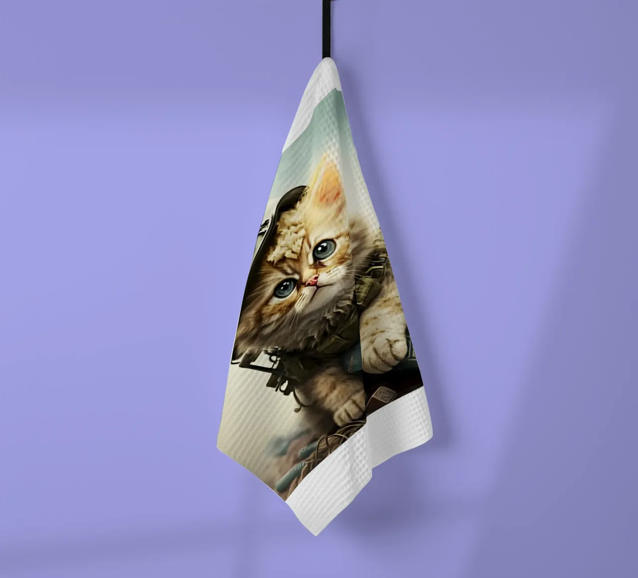 Gatto da mille metri con sguardo fisso Meme Art Design canovaccio da cucina da nirwanaart