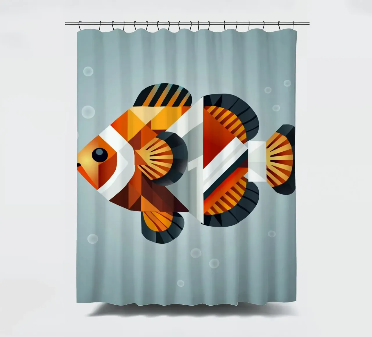 Geometrischer Clownfisch – Abstrakte Unterwasserwelt Duschvorhang von namosh