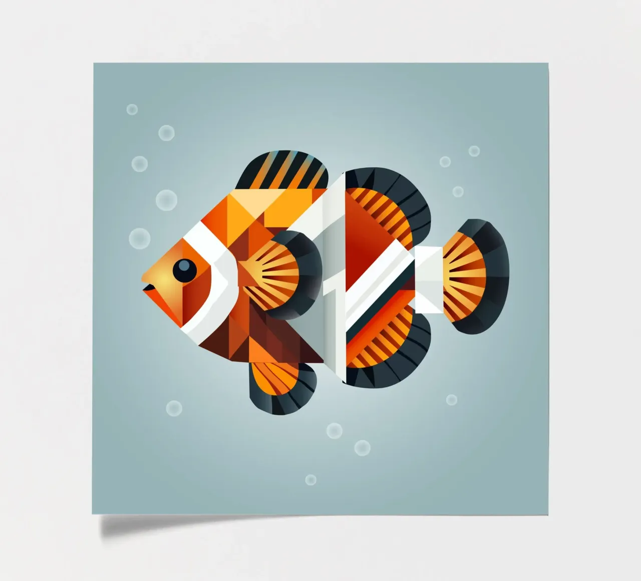 Geometric clownfish - Abstract underwater world sticker sheet by namosh