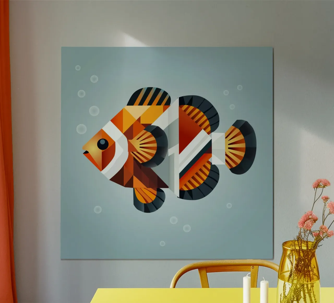 Geometrischer Clownfisch – Abstrakte Unterwasserwelt Hahnemühle von namosh
