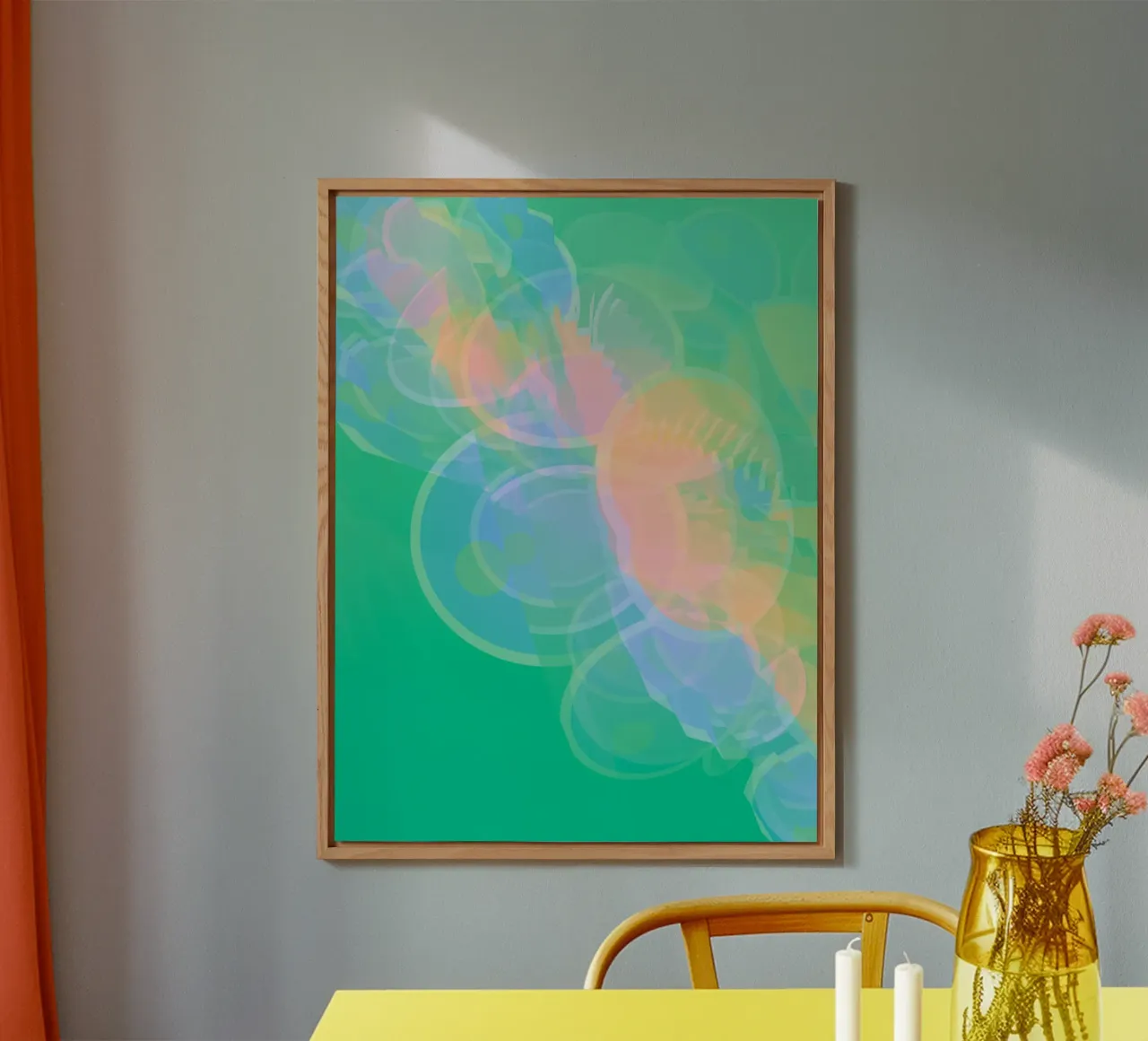 Abstrakte bunte pastellfarbene Kreise oder Seifenblasen Alu-Dibond von Something for you