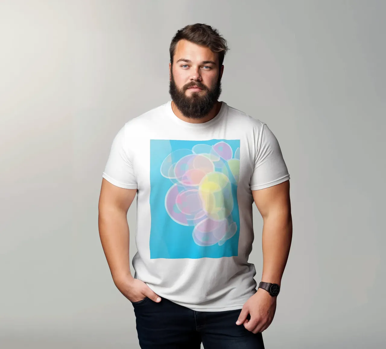 Abstrakte bunte pastellfarbene Kreise oder Seifenblasen T-Shirt von Something for you