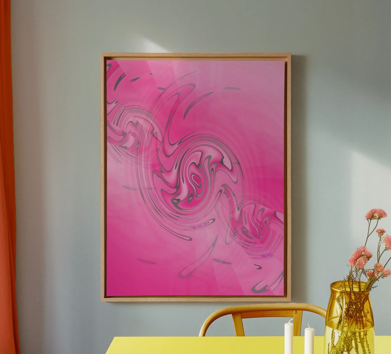Motivo astratto rosa attorcigliato tela da Something for you