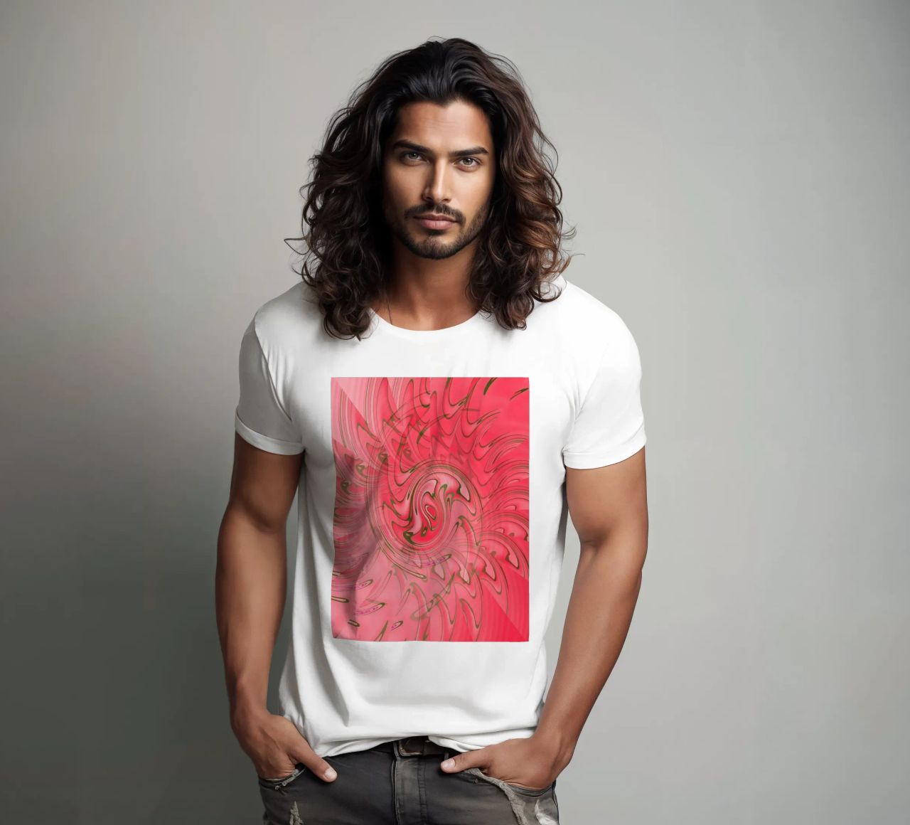 Abstract red twisted pattern t-shirt by Something for you
