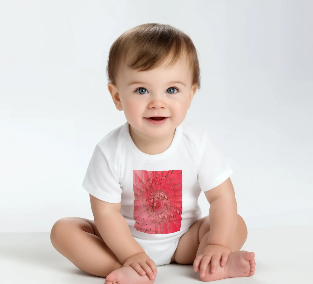 Abstraktes rotes verdrehtes Muster Kurzarm Babybody von Something for you