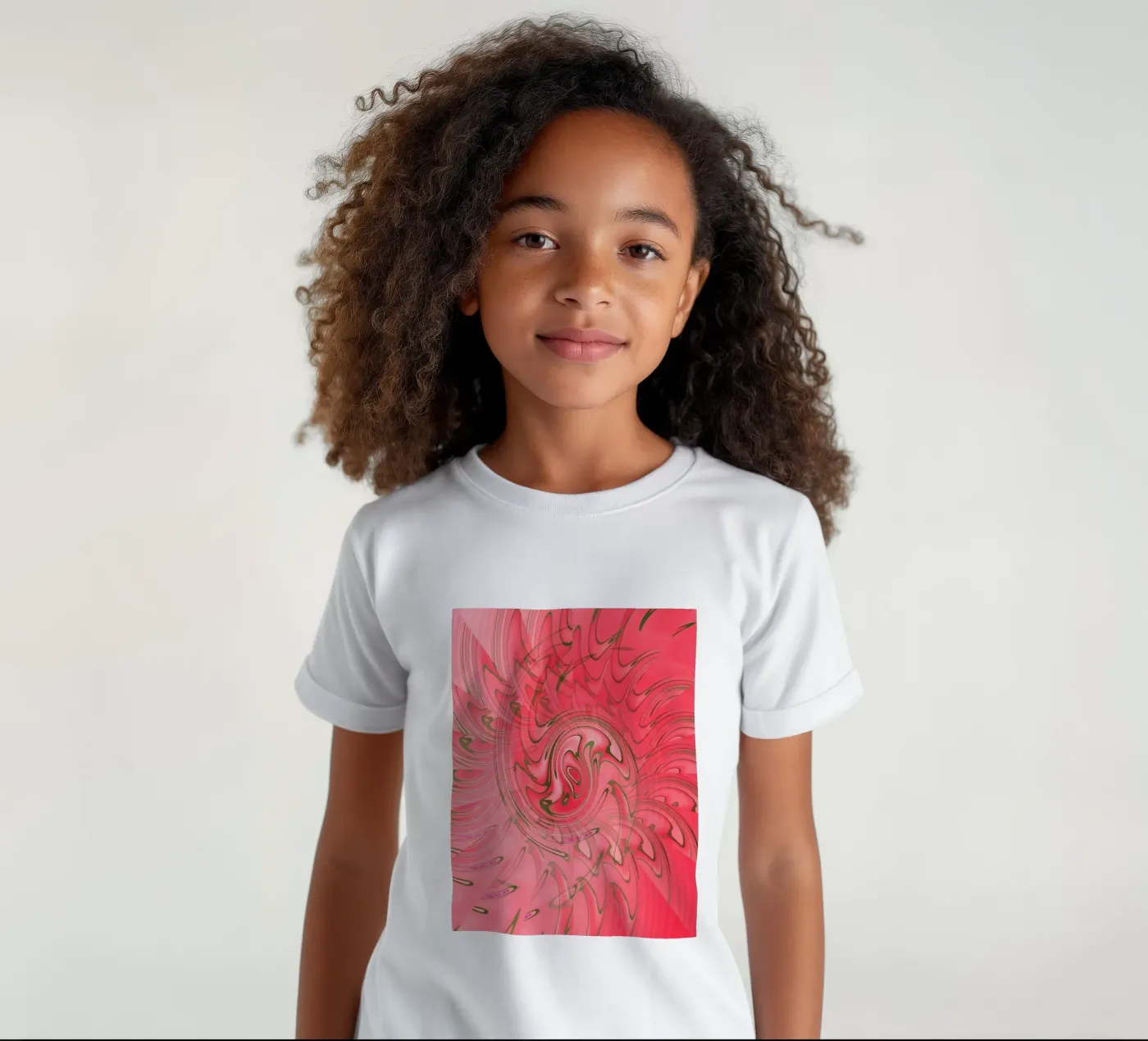Abstract red twisted pattern kinder t-shirt van Something for you