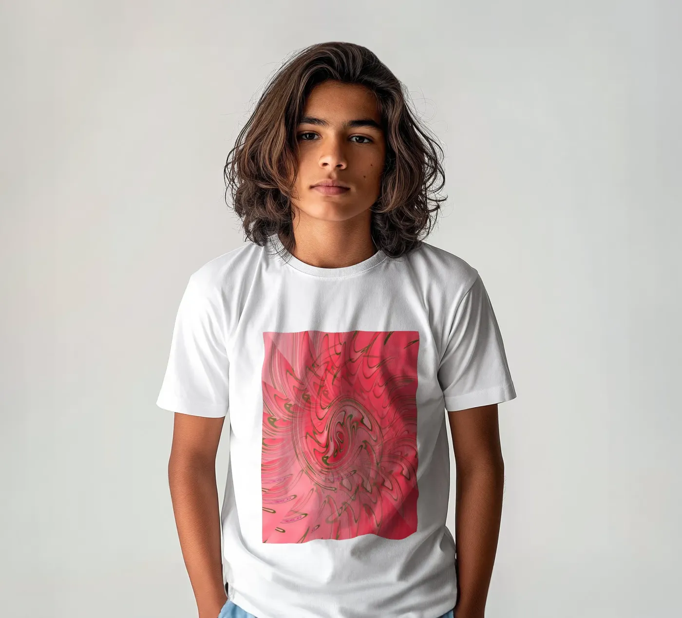 Abstract red twisted pattern kinder t-shirt van Something for you
