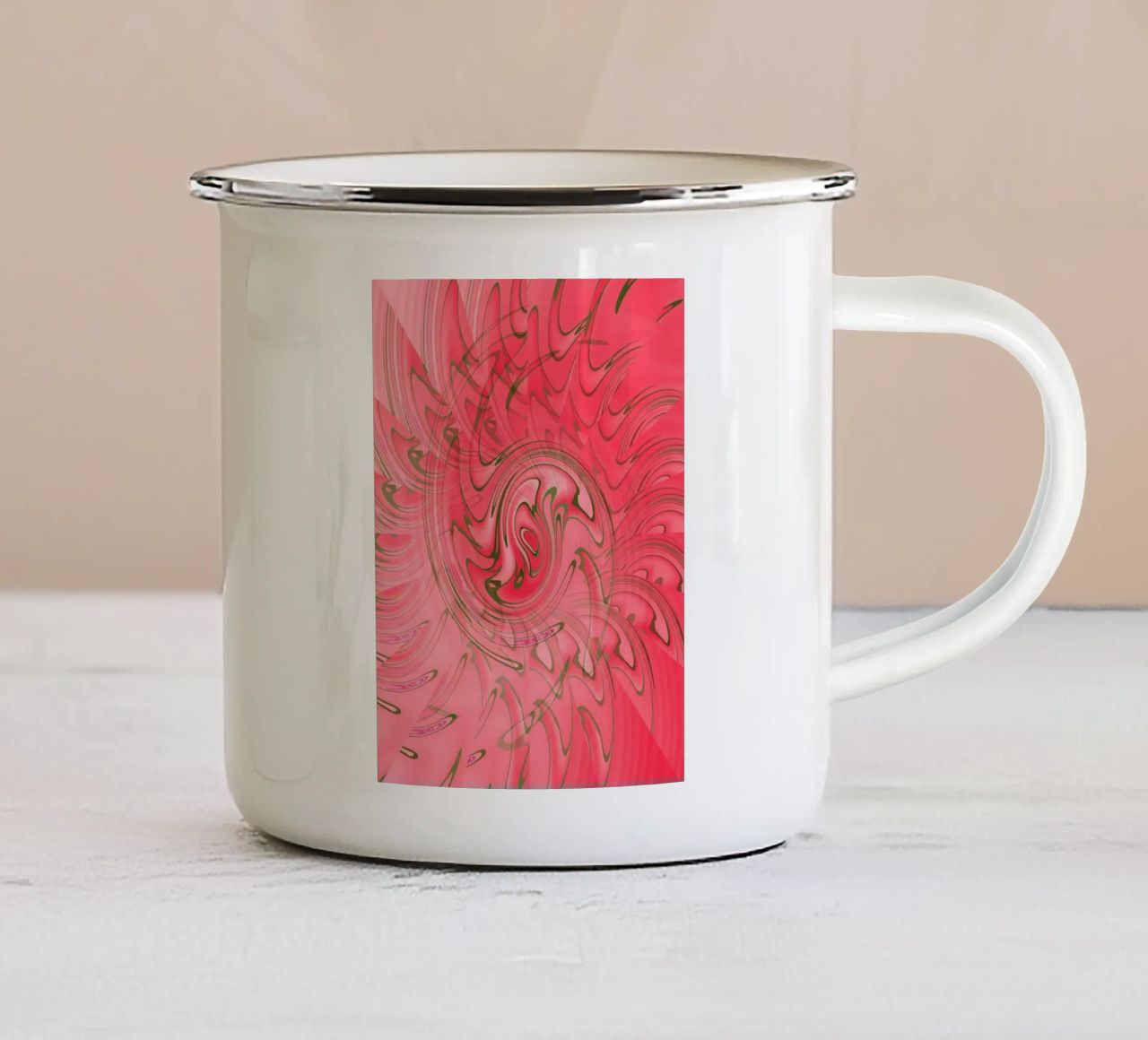 Abstract red twisted pattern enamel mug by Something for you