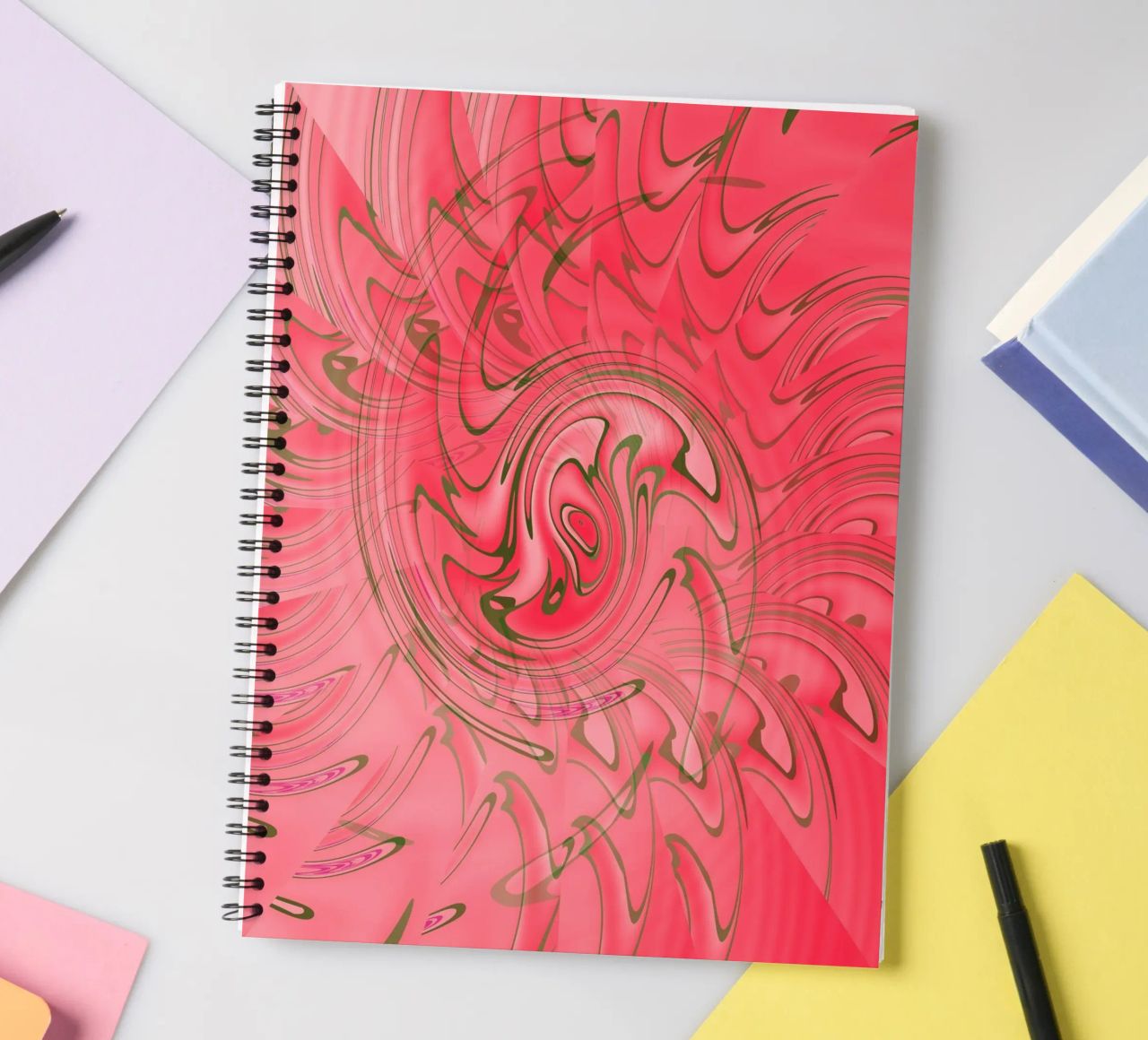 Modello astratto rosso attorcigliato diario ad anelli da Something for you