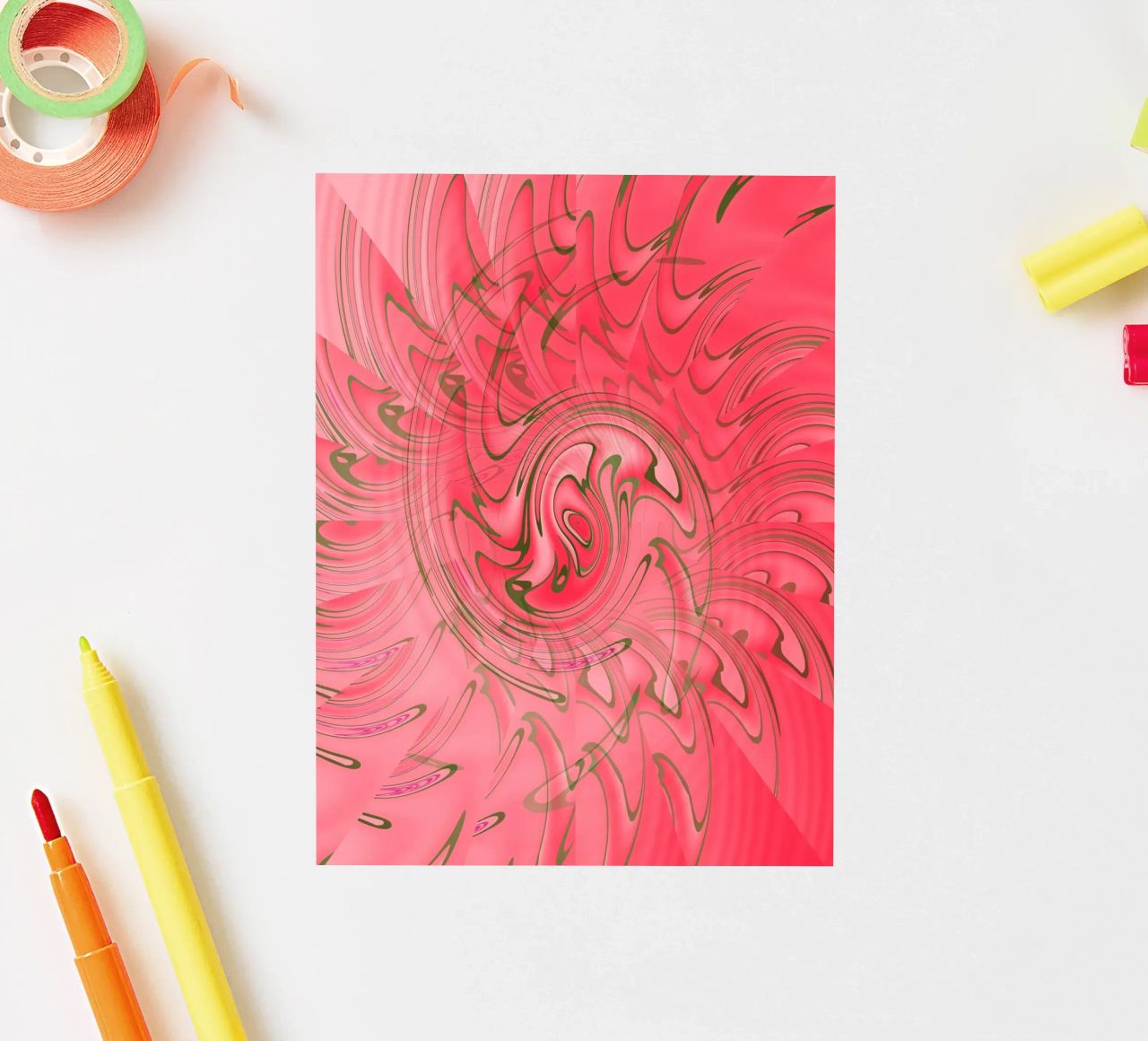 Modello astratto rosso attorcigliato adesivo da Something for you