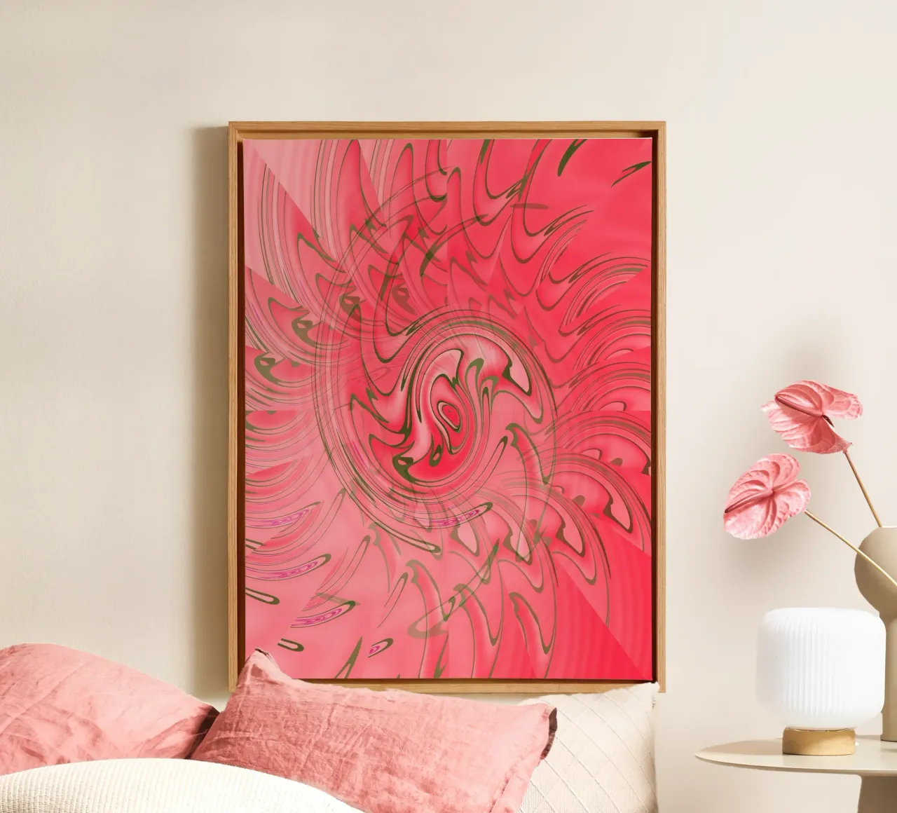 Abstraktes rotes verdrehtes Muster Leinwand von Something for you