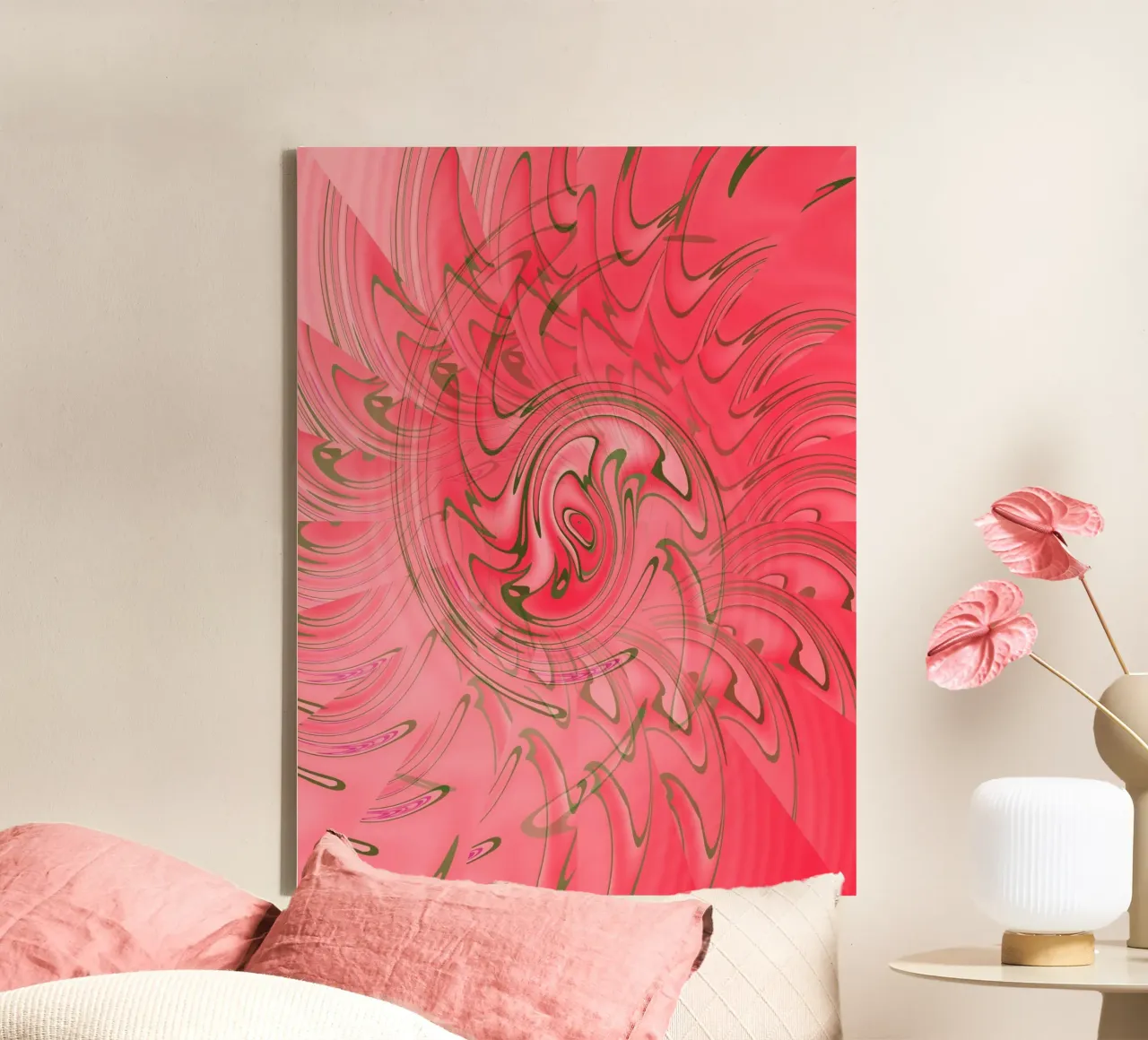 Abstraktes rotes verdrehtes Muster Leinwand von Something for you