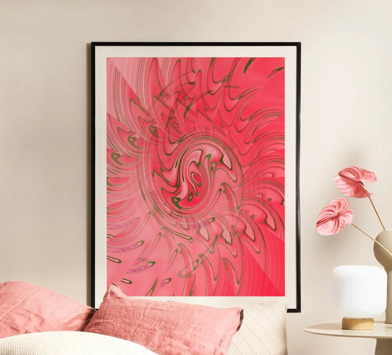 Modello astratto rosso attorcigliato carta hahnemühle da Something for you