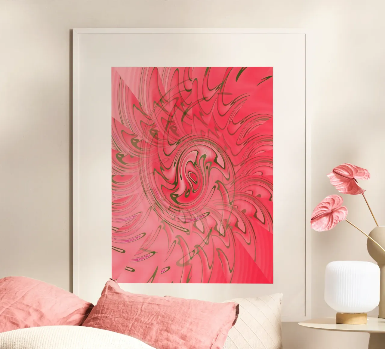 Modello astratto rosso attorcigliato carta hahnemühle da Something for you