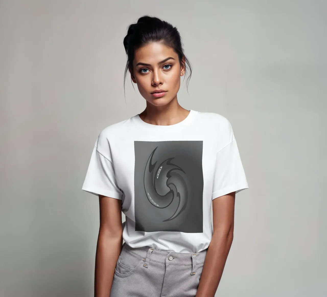Abstract black and grey twisted pattern t-shirt by Something for you