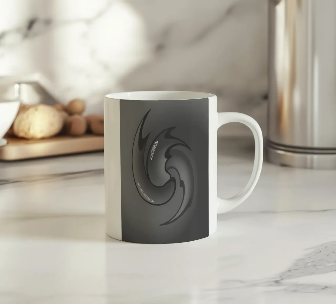Abstract black and grey twisted pattern ceramic mug by Something for you