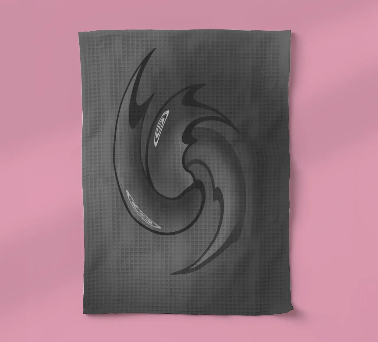 Abstract black and grey twisted pattern tea towel by Something for you