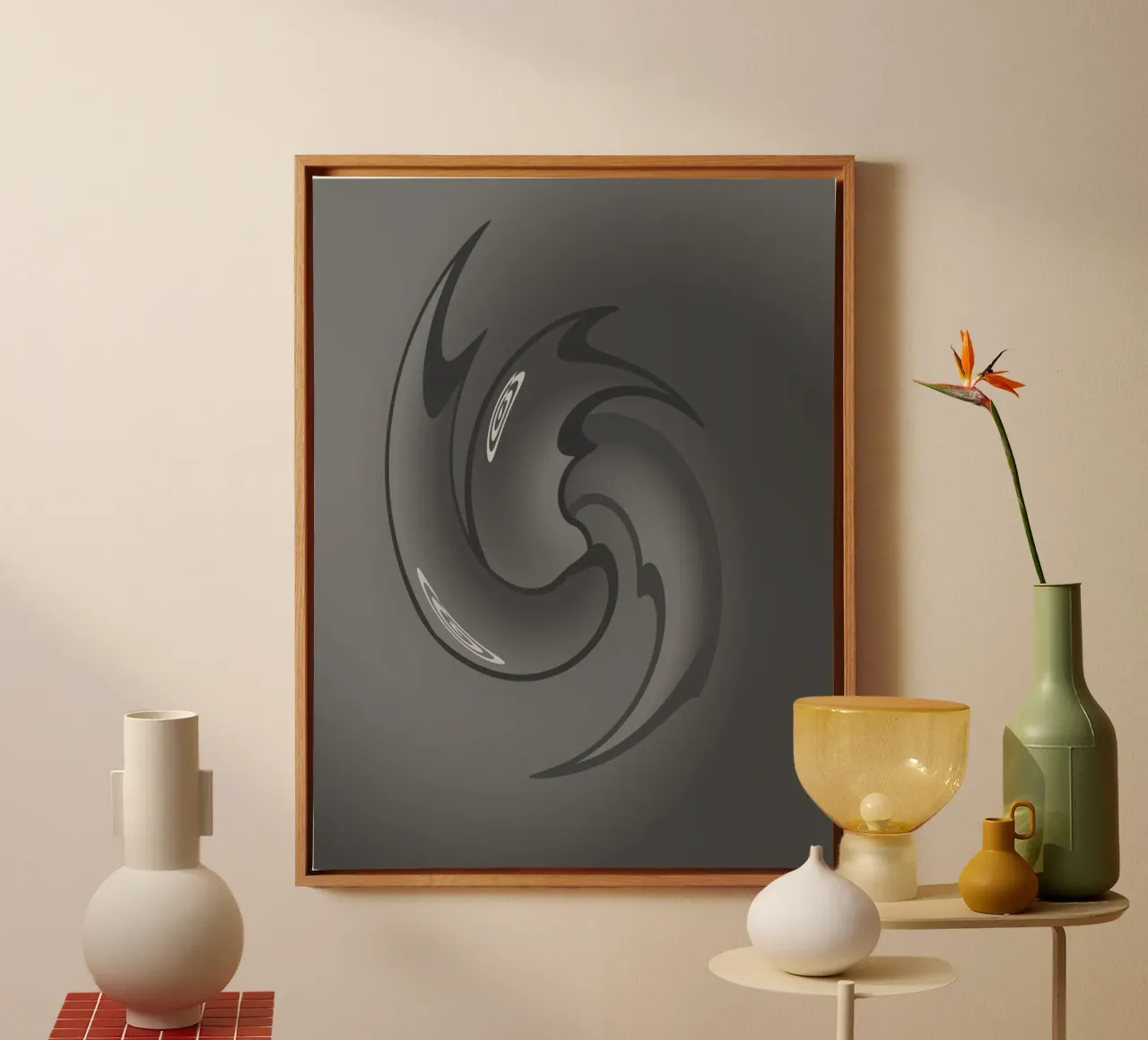 Abstract black and grey twisted pattern canvas by Something for you