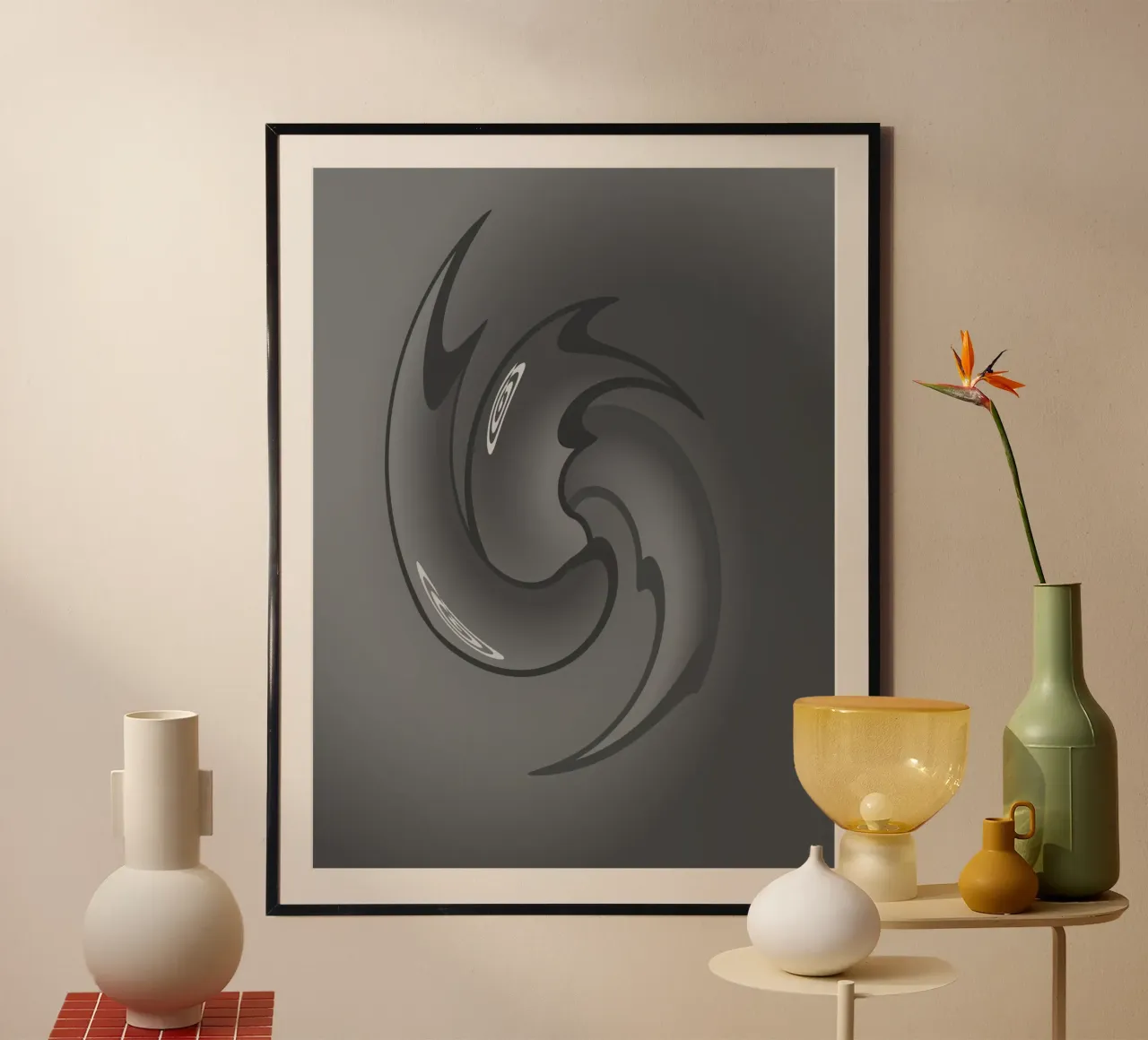 Abstract black and grey twisted pattern hahnemühle by Something for you