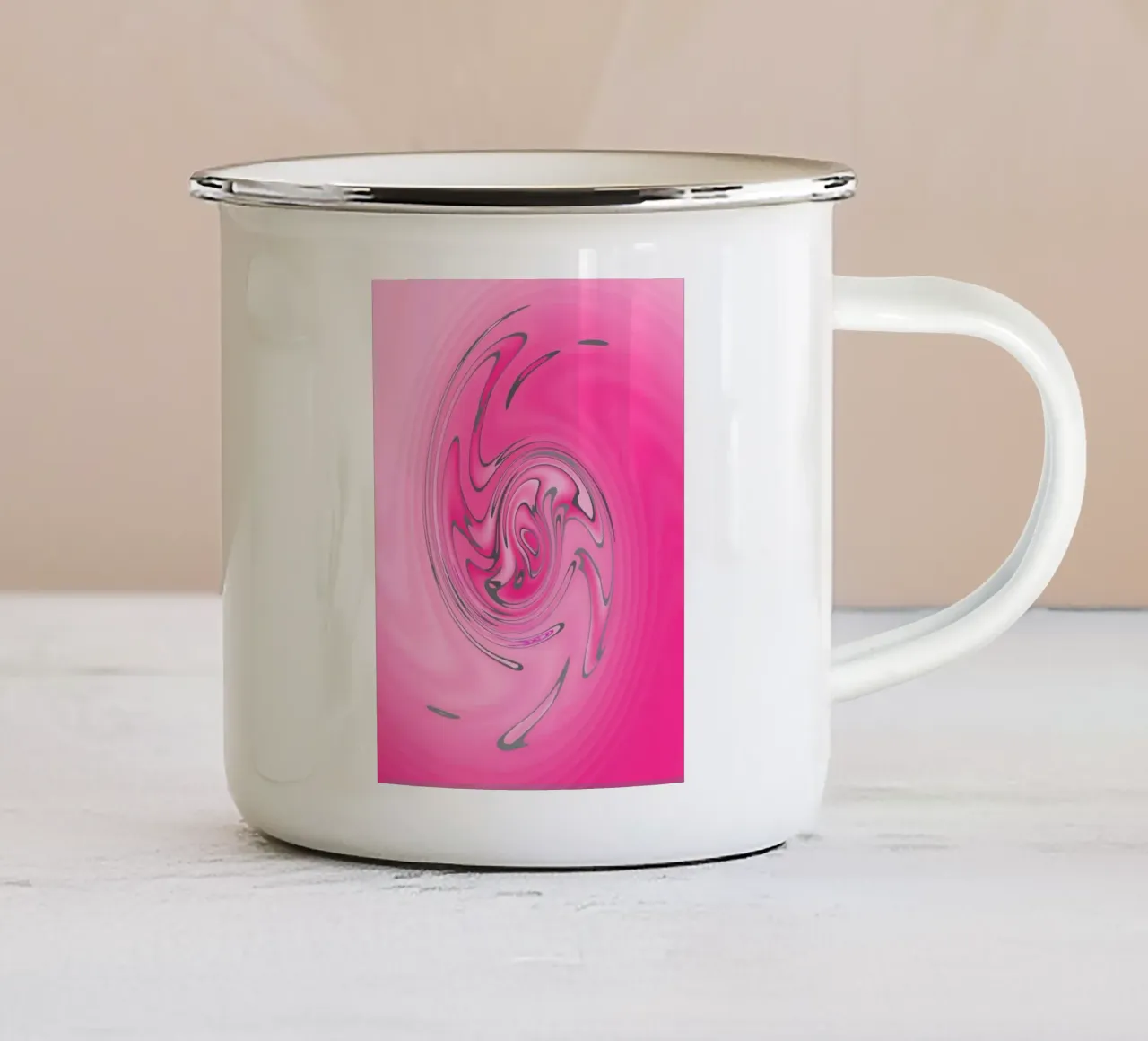 Abstraktes pinkes verdrehtes Muster Emaille Tasse von Something for you