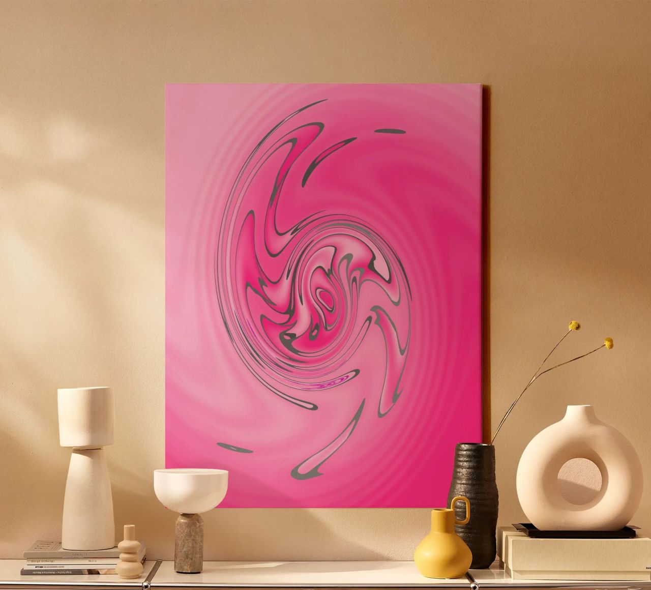 Motivo astratto rosa attorcigliato tela da Something for you