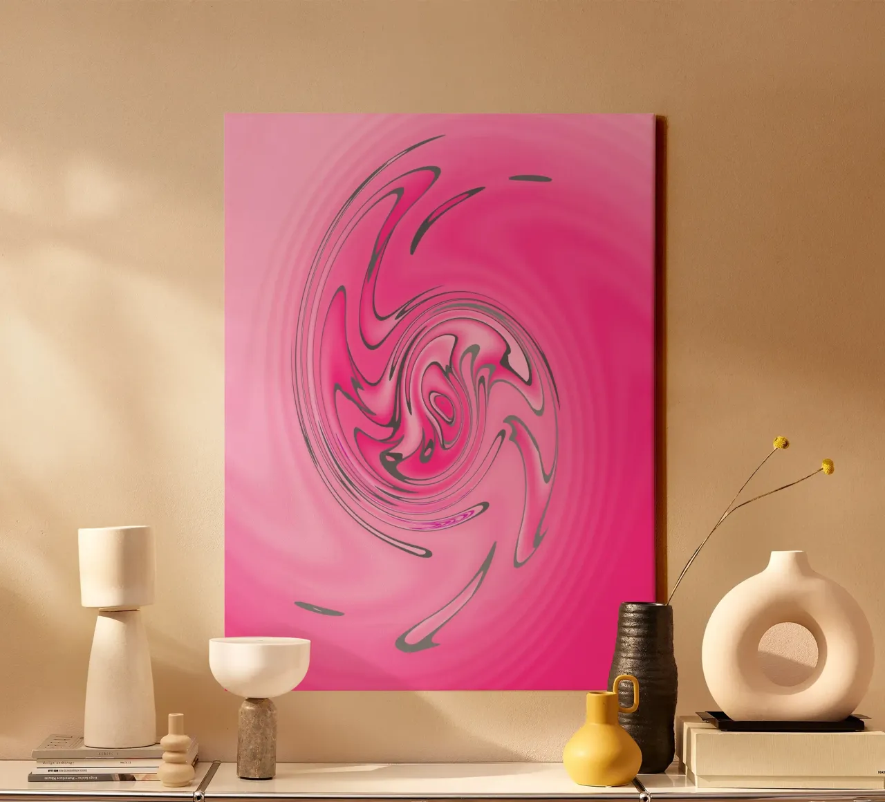 Abstract pink twisted pattern canvas by Something for you