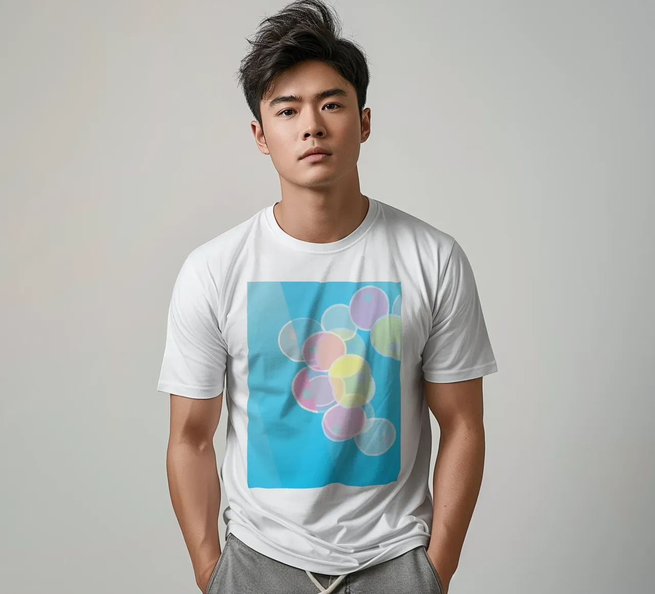 Abstrakte pastellfarbene Kreise, Seifenblasen oder Ballons T-Shirt von Something for you