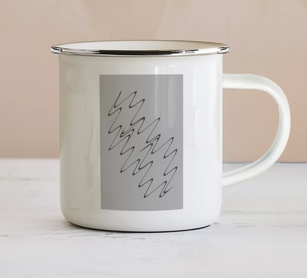 Abstract grijs en zwart zigzagpatroon emaille mok van Something for you