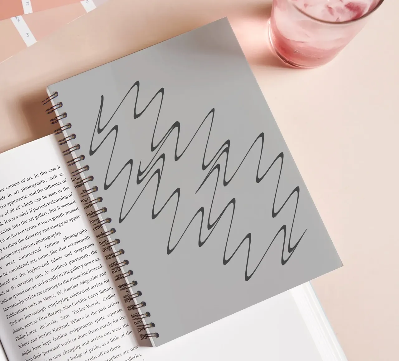 Abstract grey and black zigzag pattern spiral notebook by Something for you