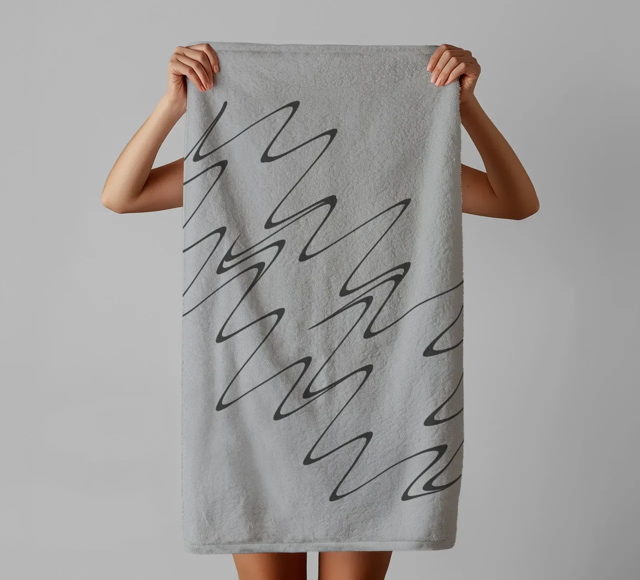 Abstract grey and black zigzag pattern towel by Something for you