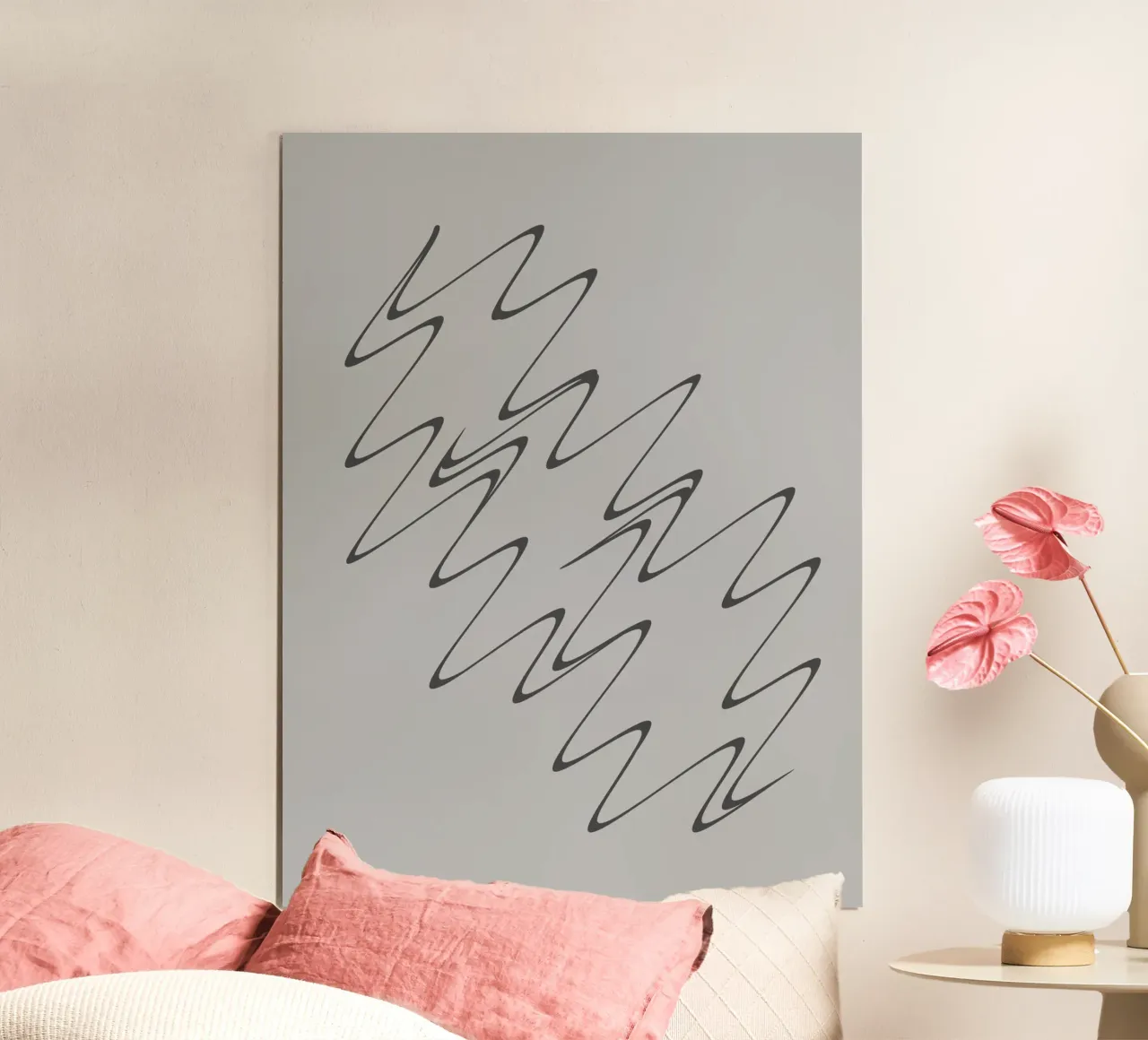 Motifs abstraits gris et noirs en zigzag poster de Something for you