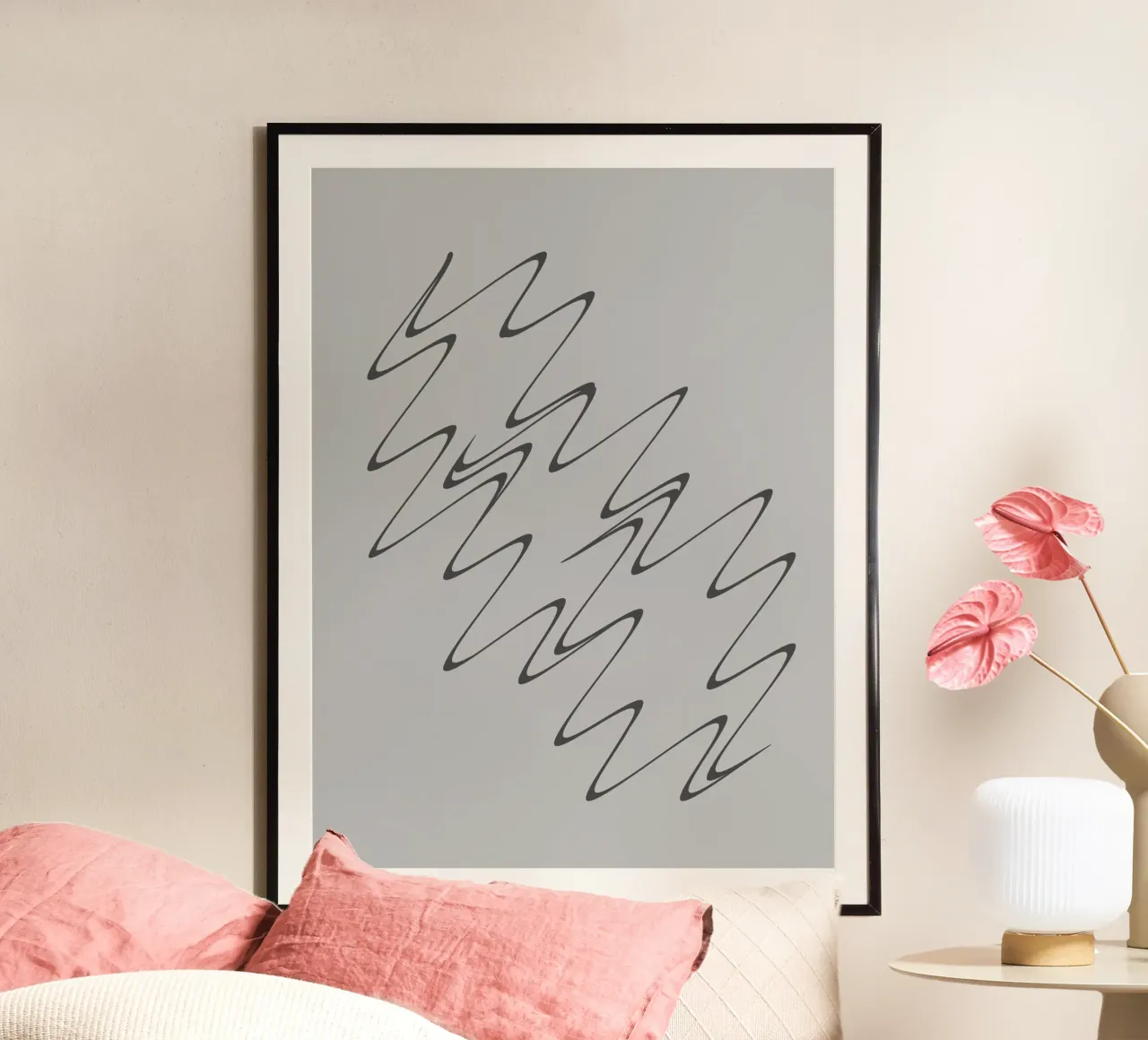 Motifs abstraits gris et noirs en zigzag poster de Something for you