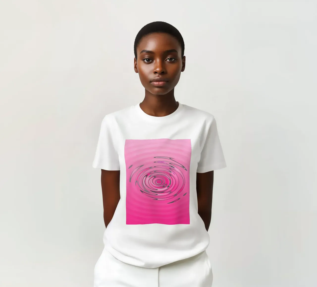 Abstract pink wave-like pattern t-shirt by Something for you