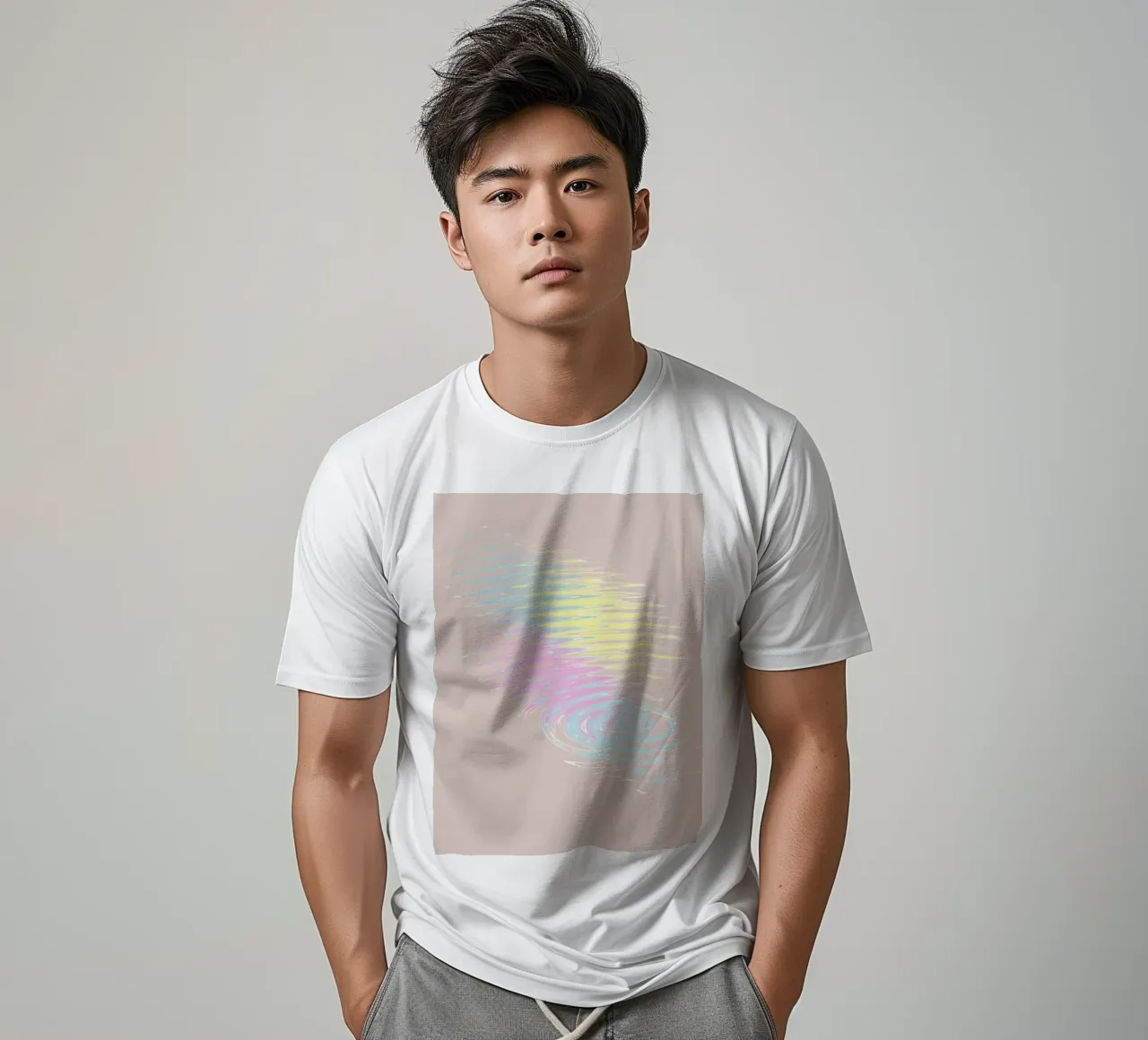 Abstract pastel-coloured wave pattern t-shirt by Something for you