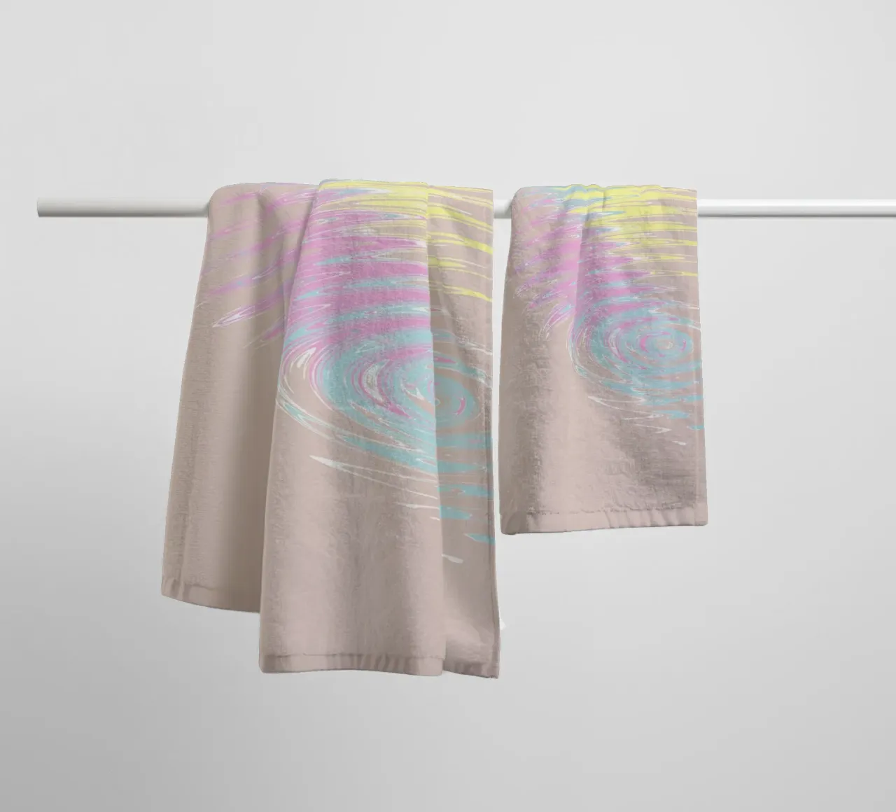Abstract pastel-coloured wave pattern towel by Something for you