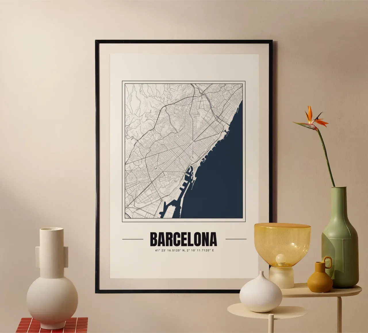 Carte de Barcelone minimaliste - Art mural moderne noir et blanc poster de Ben & Clo creations
