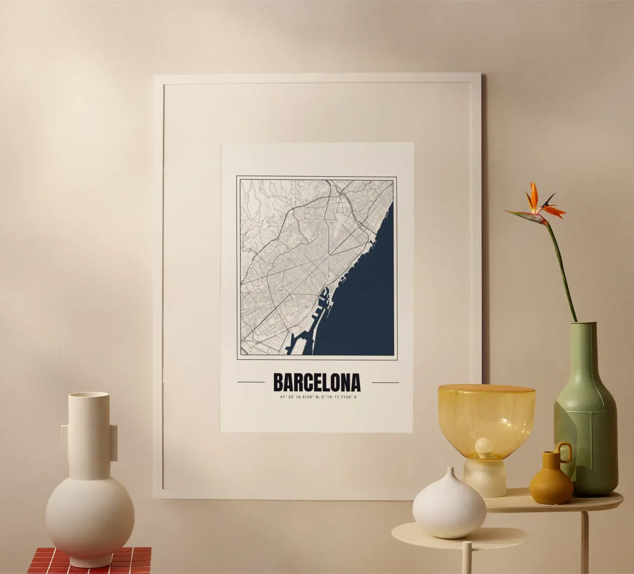 Carte de Barcelone minimaliste - Art mural moderne noir et blanc poster de Ben & Clo creations