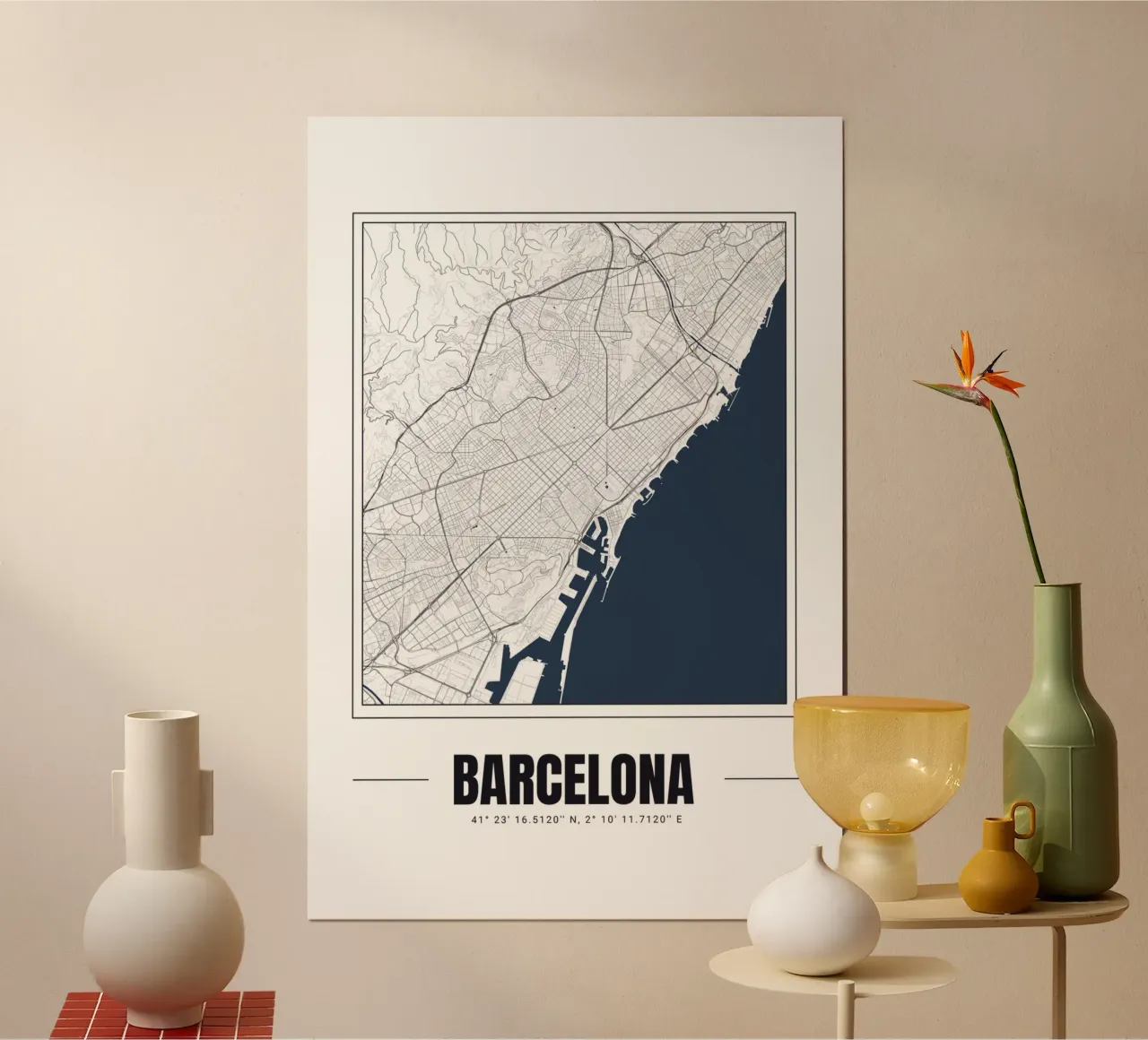 Carte de Barcelone minimaliste - Art mural moderne noir et blanc poster de Ben & Clo creations